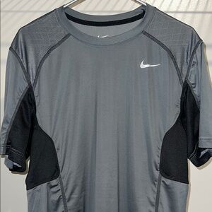 Nike Gray and Black Sports Tee Dri Fit